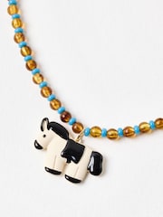 Oliver Bonas Brown Dasha Donkey Beaded Pendant Necklace - Image 2 of 5