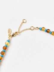Oliver Bonas Brown Dasha Donkey Beaded Pendant Necklace - Image 3 of 5