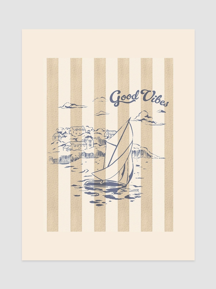 Joules Good Vibes Point of View Wood Mounted Framed Print Wall Art - Bilde 1 av 4