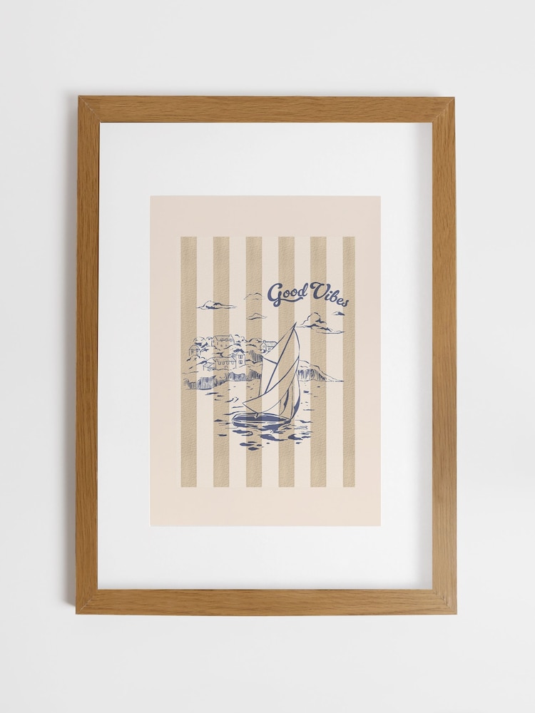 Joules Good Vibes Point of View Wood Mounted Framed Print Wall Art - Bilde 2 av 4