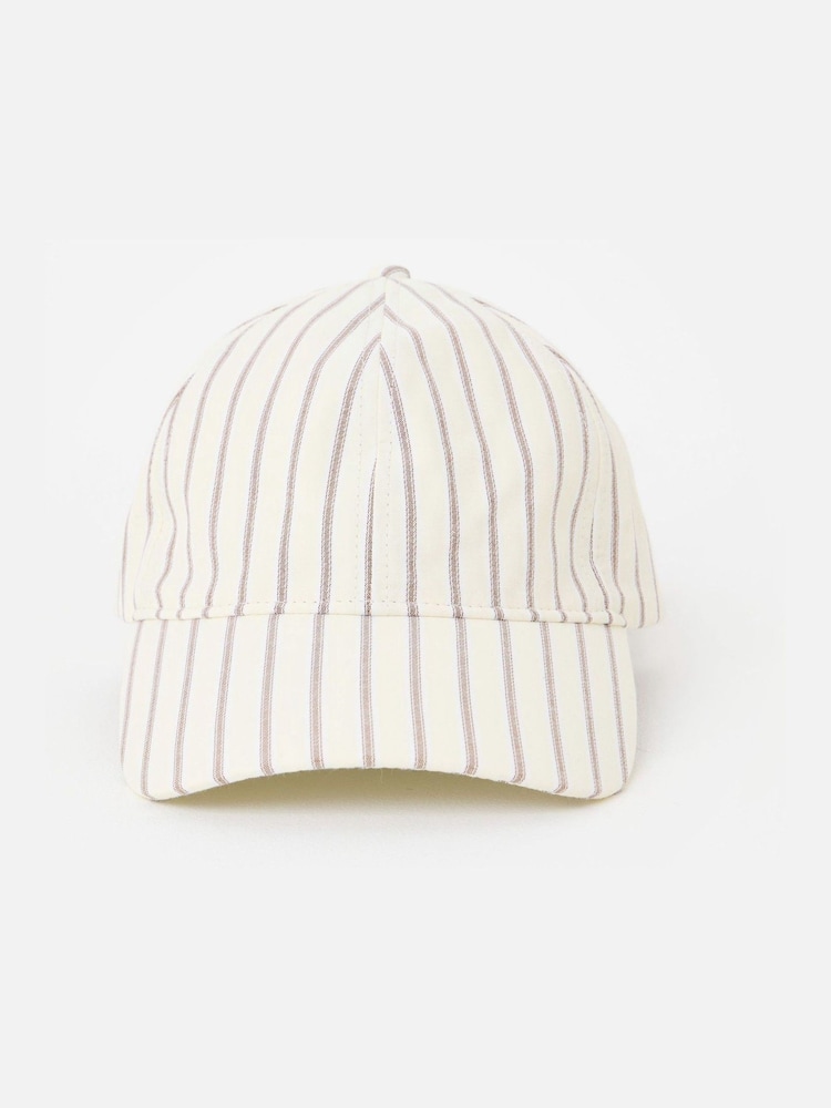 Oliver Bonas Butter Yellow & Brown Striped Bow Cap Hat - Изображение 1 6