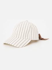 Oliver Bonas Butter Yellow & Brown Striped Bow Cap Hat - Изображение 2 6