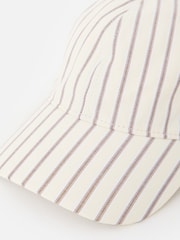 Oliver Bonas Butter Yellow & Brown Striped Bow Cap Hat - Изображение 4 6