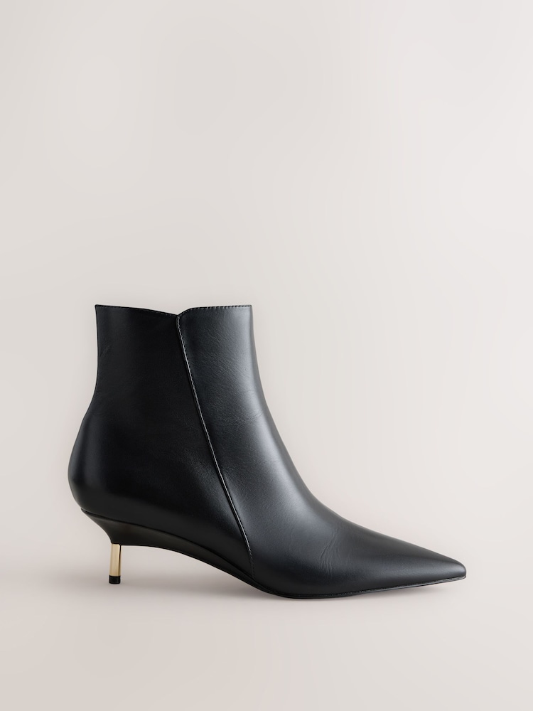 Black Standard fit Forever Comfort® Metal Heel Leather Ankle Boots - Image 1 of 5 Black Standard fit Forever Comfort® Metal Heel Leather Ankle Boots - Image 1 of 5