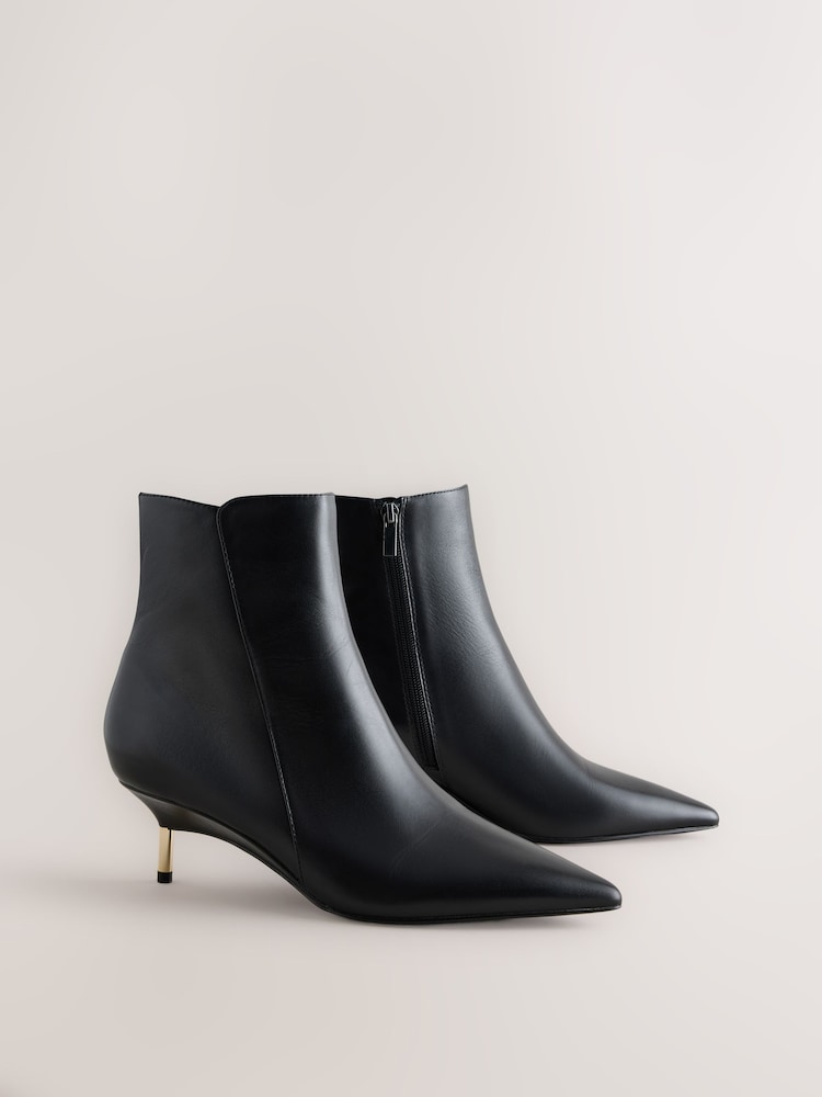 Black Standard fit Forever Comfort® Metal Heel Leather Ankle Boots - Image 2 of 5 Black Standard fit Forever Comfort® Metal Heel Leather Ankle Boots - Image 2 of 5
