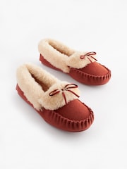 Rust Orange Suede Moccasin Slippers - Image 3 of 7