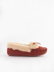 Rust Orange Suede Moccasin Slippers - Image 4 of 7