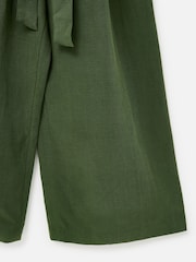 Oliver Bonas Green Dark V-Neck Gathered Shoulder Cropped Jumpsuit - Image 8 of 8