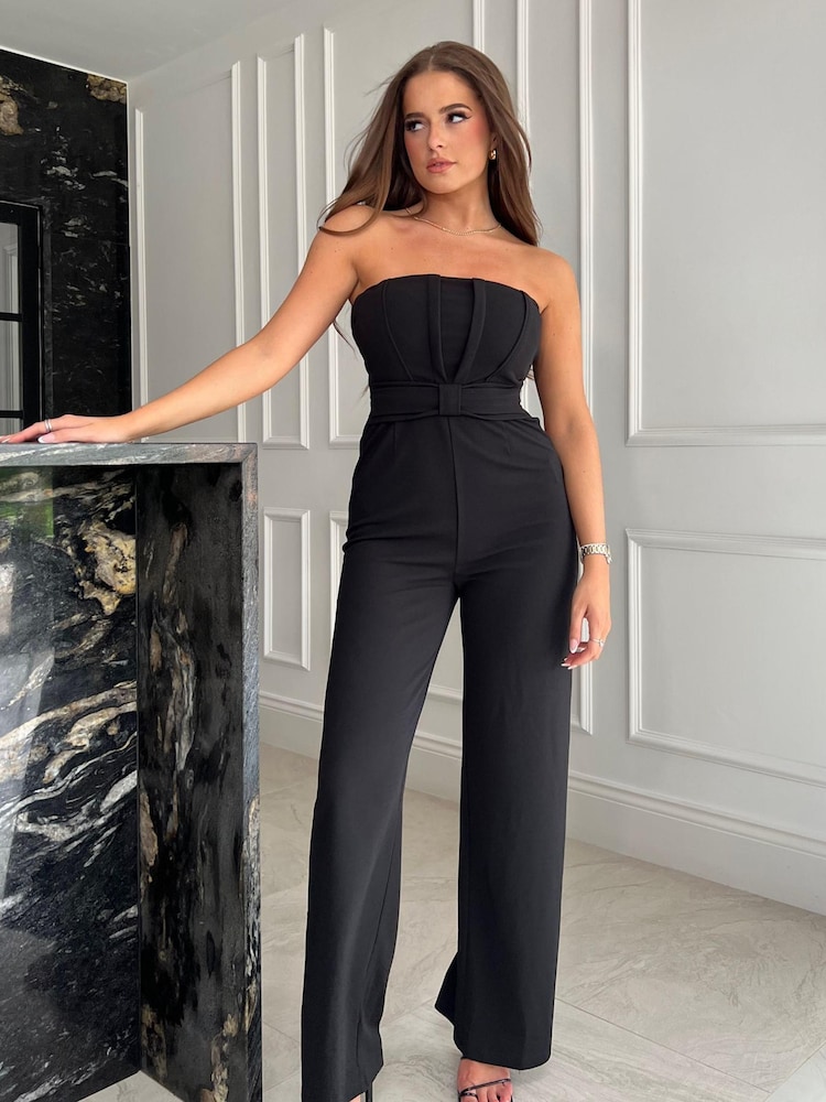 Girl In Mind Black Irie Corset Detail Bandeau Jumpsuit - Image 1 of 4 Girl In Mind Black Irie Corset Detail Bandeau Jumpsuit - Image 1 of 4