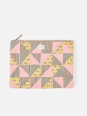 Oliver Bonas Pink Emily Pink & Brown Patchwork Corduroy Laptop Case - Image 1 of 4