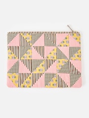 Oliver Bonas Pink Emily Pink & Brown Patchwork Corduroy Laptop Case - Image 2 of 4
