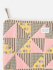 Oliver Bonas Pink Emily Pink & Brown Patchwork Corduroy Laptop Case - Image 3 of 4