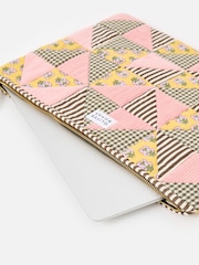 Oliver Bonas Pink Emily Pink & Brown Patchwork Corduroy Laptop Case - Image 4 of 4