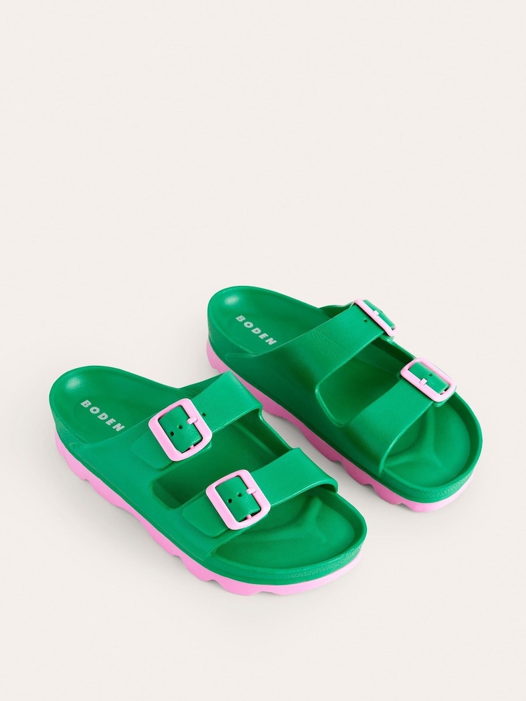 Boden Green Lyla Double Buckle Slides - Image 2 of 5