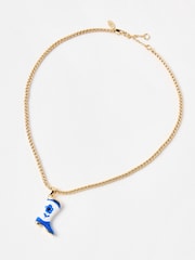Oliver Bonas Blue Brielle Cowboy Boot Pendant Chain Necklace - Image 2 of 4