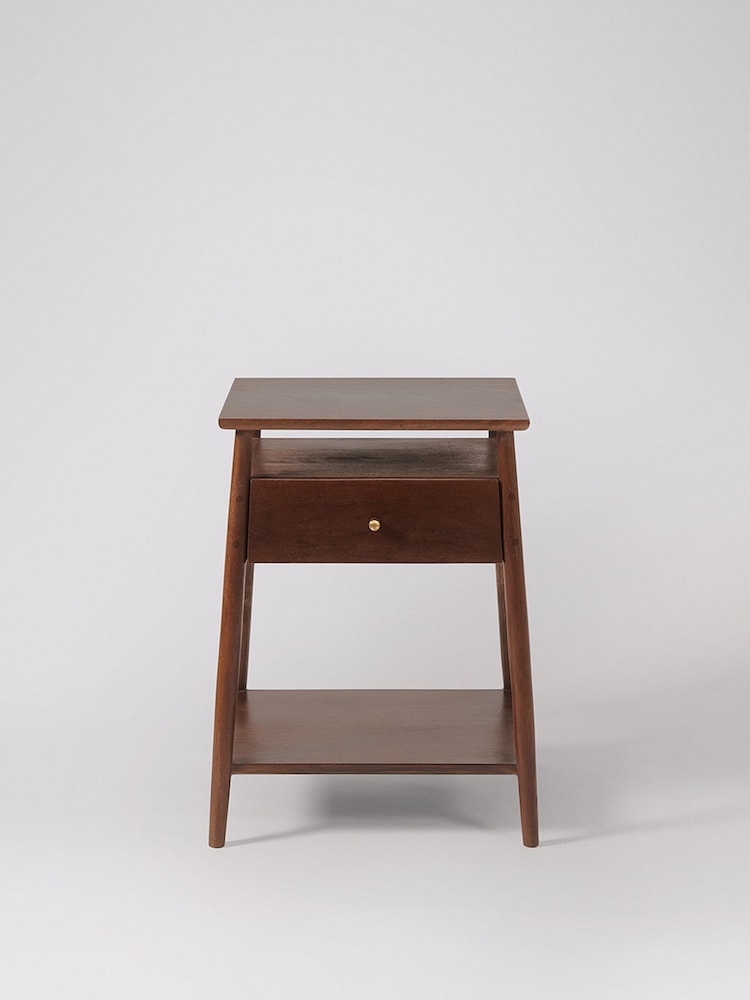 Swoon Mid Brown Auburn Mango Wood 1 Drawer Bedside Table - Image 2 of 6 Swoon Mid Brown Auburn Mango Wood 1 Drawer Bedside Table - Image 2 of 6