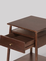 Swoon Mid Brown Auburn Mango Wood 1 Drawer Bedside Table - Image 5 of 6