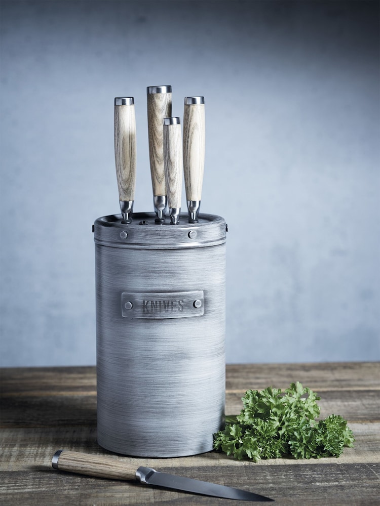 Industrial Kitchen 5 Piece Grey Knife Block Set - Image 1 of 3