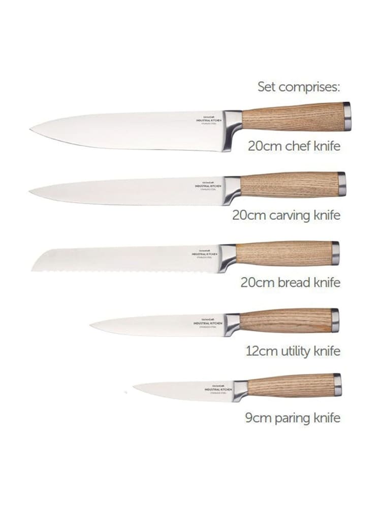 Industrial Kitchen 5 Piece Grey Knife Block Set - Image 3 of 3