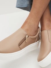 Серо-коричневый - Кроссовки с молнией с эффектом металлик Forever Comfort - Изображение 2 из 7