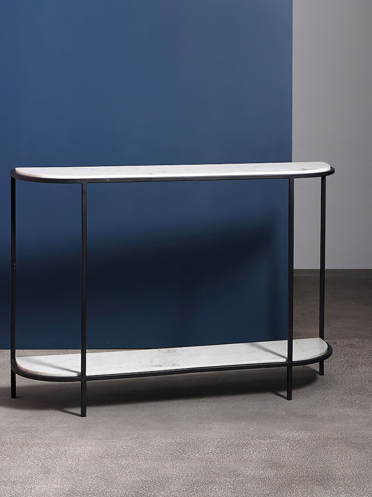 Swoon White Sienna Marble Console Table - Image 2 of 6 Swoon White Sienna Marble Console Table - Image 2 of 6