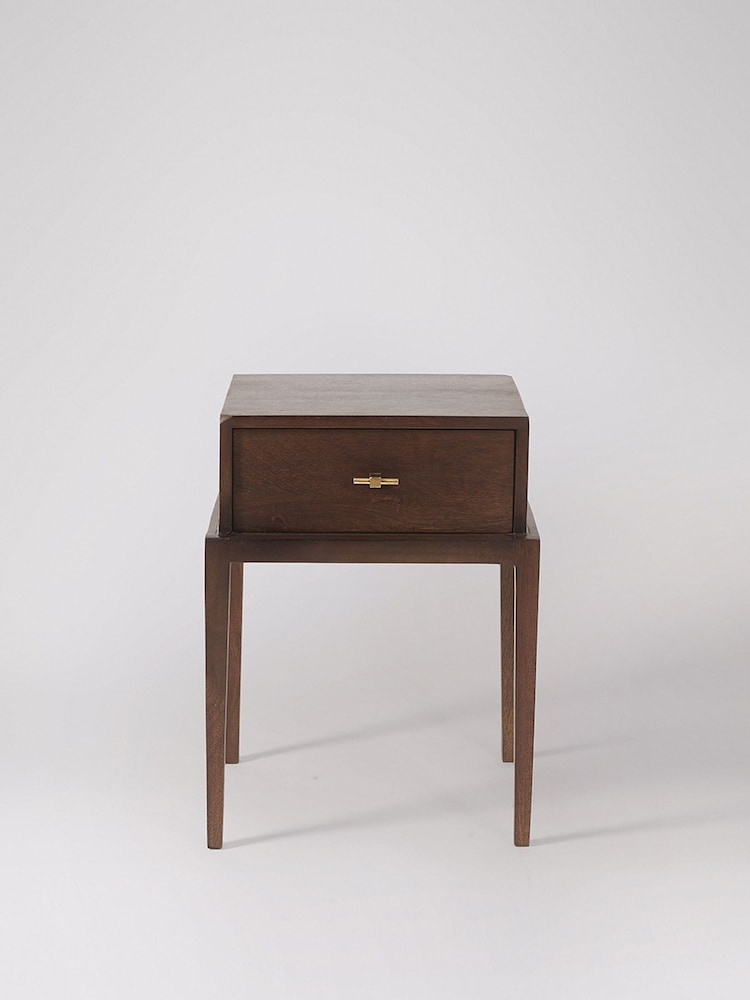 Swoon Dark Brown Verne Mango Wood 1 Drawer Bedside Table - Image 2 of 5