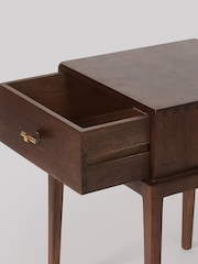Swoon Dark Brown Verne Mango Wood 1 Drawer Bedside Table - Image 4 of 5