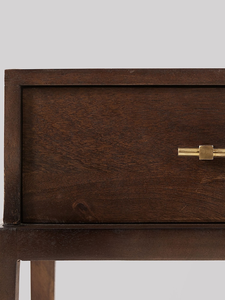 Swoon Dark Brown Verne Mango Wood 1 Drawer Bedside Table - Image 5 of 5