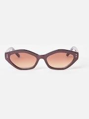 Oliver Bonas Brown Chocolate Brown Angled Sunglasses - Image 1 of 5
