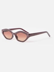 Oliver Bonas Brown Chocolate Brown Angled Sunglasses - Image 2 of 5