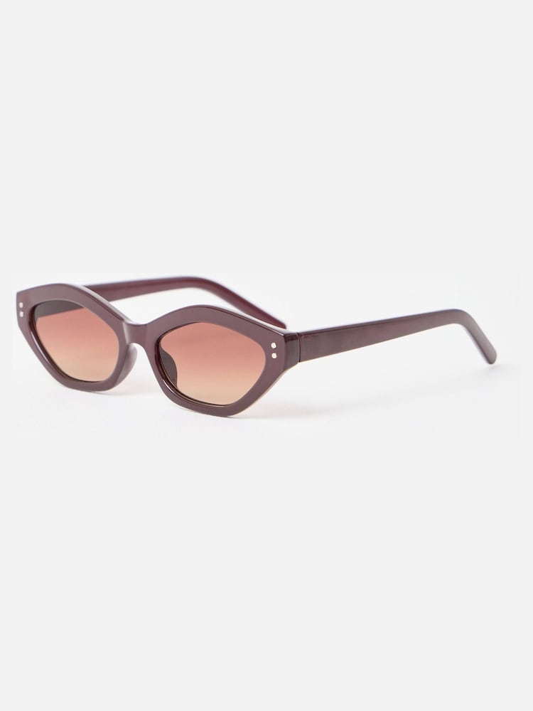 Oliver Bonas Brown Chocolate Brown Angled Sunglasses - Image 2 of 5
