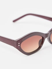 Oliver Bonas Brown Chocolate Brown Angled Sunglasses - Image 4 of 5