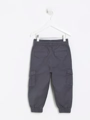 River Island Grey Chrome Boys 100% Cotton Hatch Cargo Trousers - Image 2 of 4