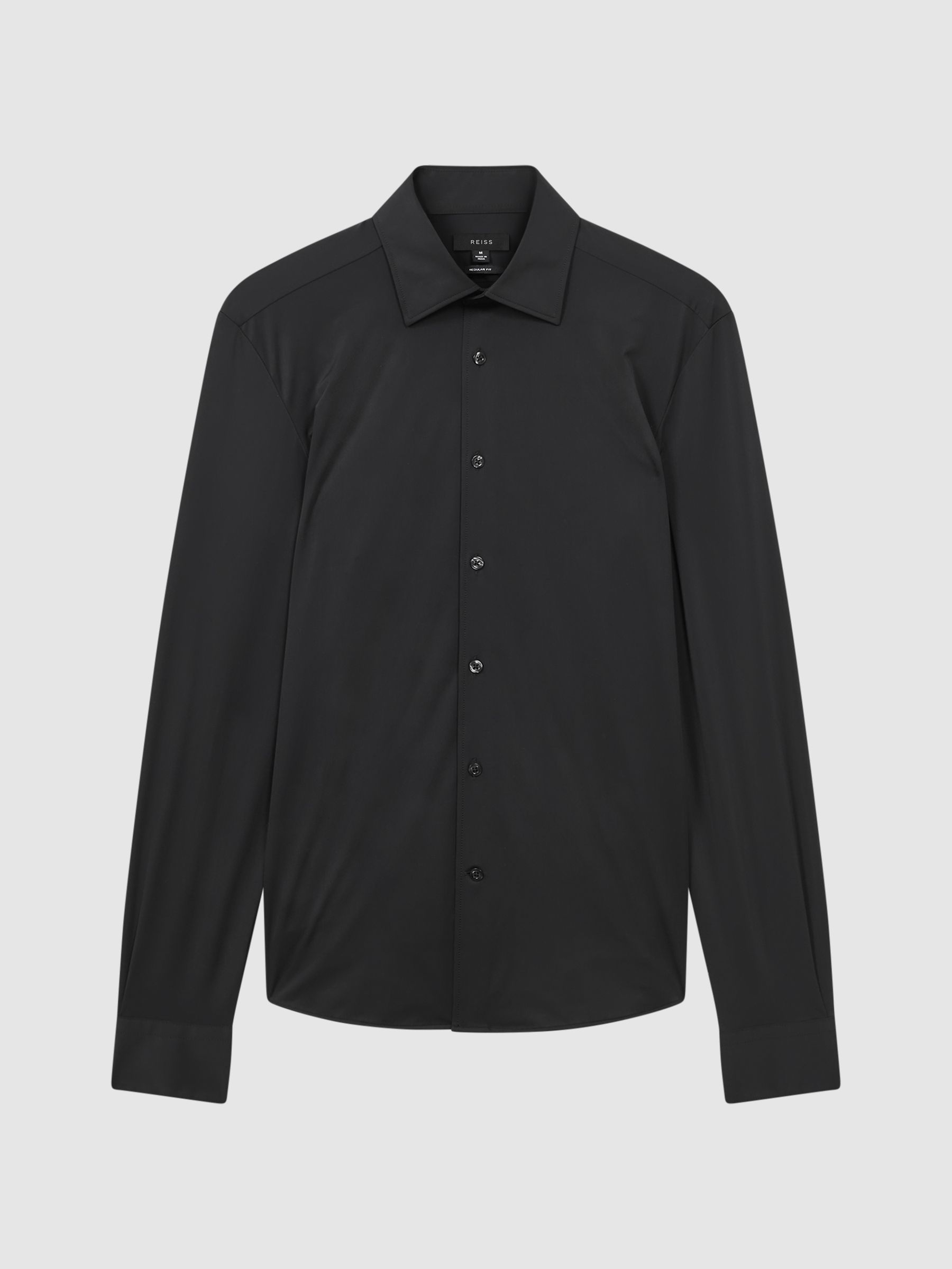 Buy Reiss Black Voyager Regular Fit Button-Through Travel Shirt from ...