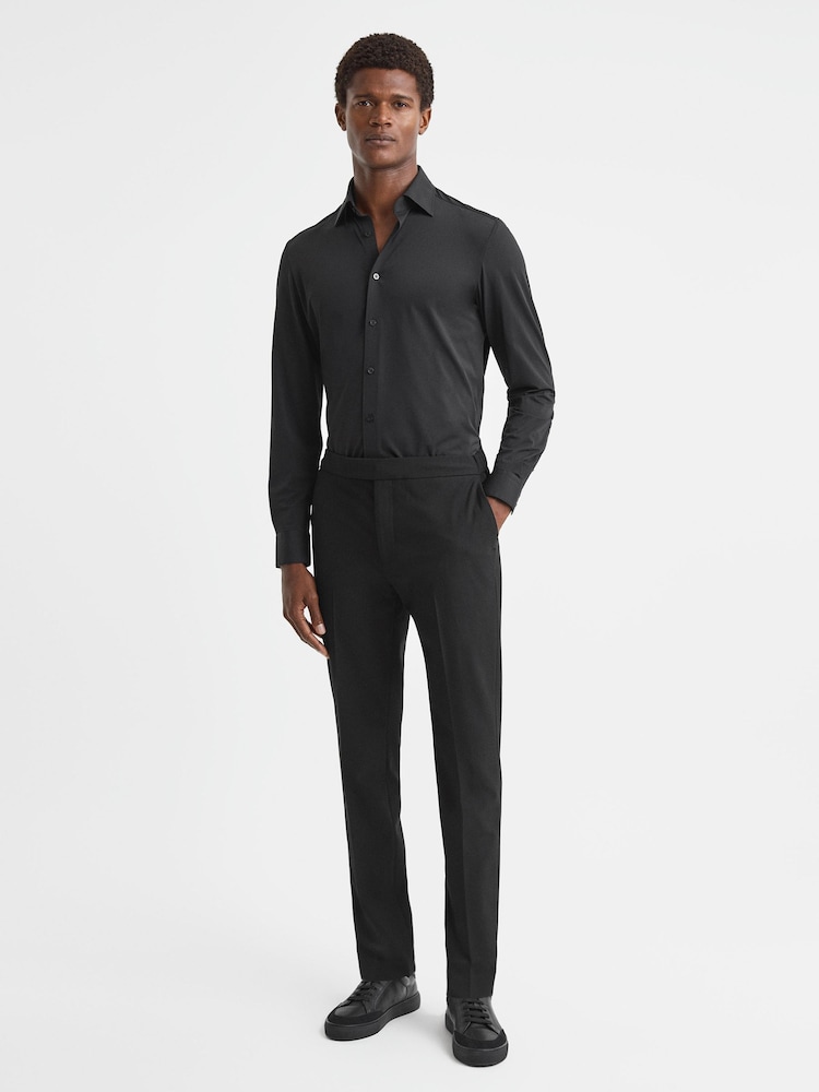 Reiss Black Voyager Regular Fit Travel Shirt - Image 4 of 7