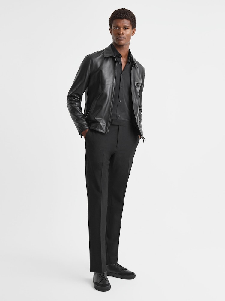 Reiss Black Voyager Regular Fit Travel Shirt - Image 6 of 7