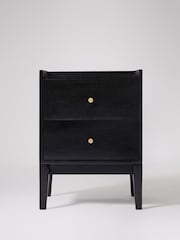 Swoon Black Newham Mango Wood 2 Drawer Bedside Table - Image 2 of 8