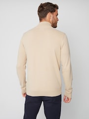 Threadbare Neutral Rib Detail Knitted Quarter Zip Jumper - Image 2 of 4