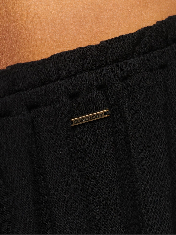 Superdry Black Smocked Short Sleeve Crop Top - Image 3 of 3