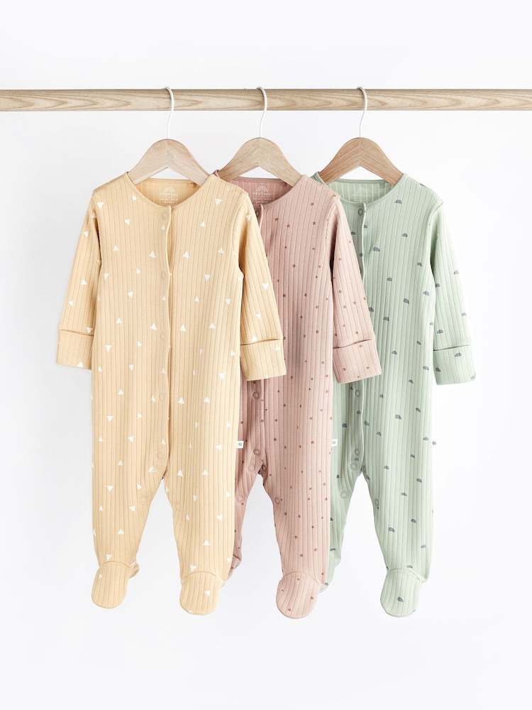 Multi Baby Cotton Sleepsuits 3 Pack (0-2yrs) - Image 1 of 11 Multi Baby Cotton Sleepsuits 3 Pack (0-2yrs) - Image 1 of 11