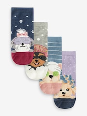 Grey/Purple Dog Spa Trainer Socks 4 Pack - Image 1 of 5