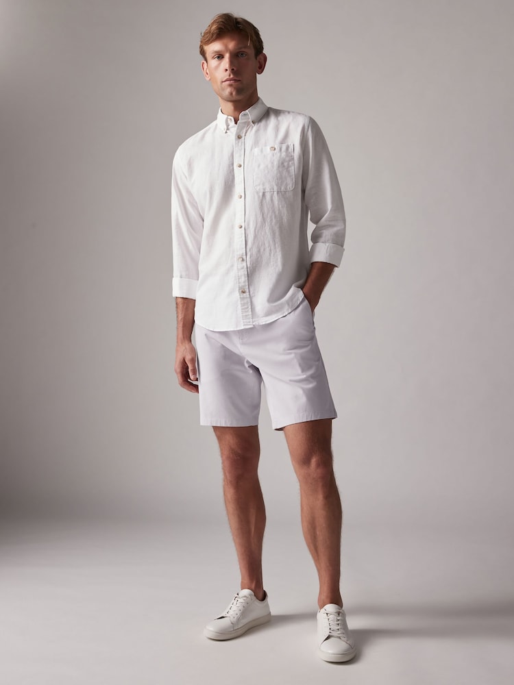 Lilac Purple Straight Fit Stretch Chinos Shorts - Image 2 of 10