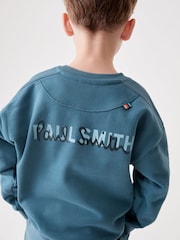 Paul Smith Junior Boys Mid Blue Panel Crew Neck Sweatshirt - Image 2 of 8