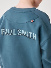 Paul Smith Junior Boys Mid Blue Panel Crew Neck Sweatshirt - Image 3 of 8