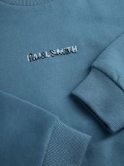 Paul Smith Junior Boys Mid Blue Panel Crew Neck Sweatshirt - Image 8 of 8