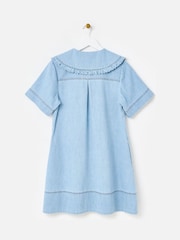 Oliver Bonas Blue Light Frill Sailor Collar Denim Mini Dress - Image 4 of 7