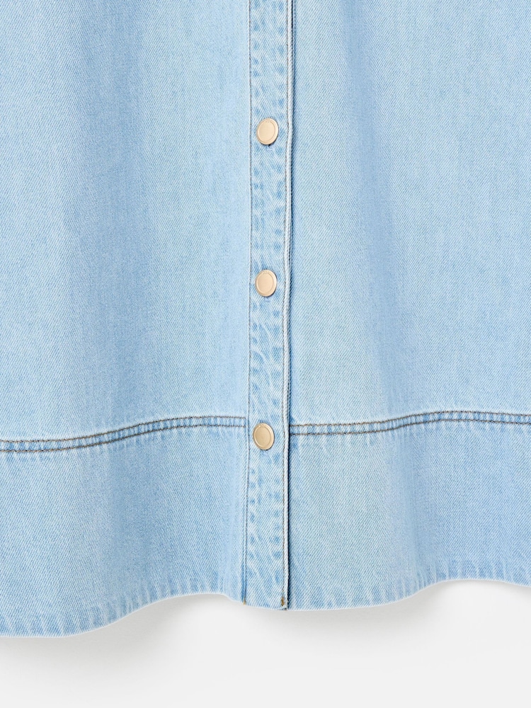 Oliver Bonas Blue Light Frill Sailor Collar Denim Mini Dress - Image 7 of 7