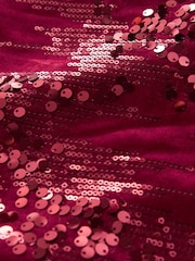 Red Sequin Velvet Mini Skirt - Image 6 of 6