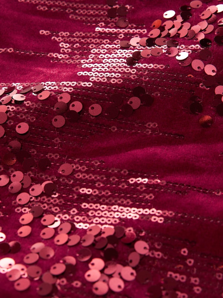 Red Sequin Velvet Mini Skirt - Image 6 of 6