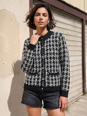 Roman Black Houndstooth Cardigan - Image 1 of 5
